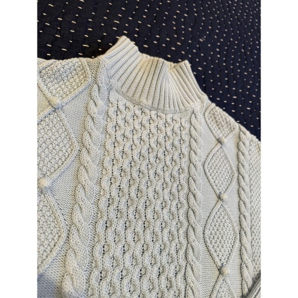 J.Crew Womens Ice Blue Cable Knit Oversize Sweater Size S Spring Easter - Picture 4 of 12
